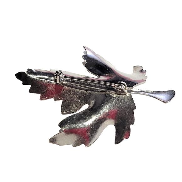 Vintage Silver Tone & Blue Leaf Brooch Pin, Unbranded Nature-Inspired Jewelry - Picture 5 of 8